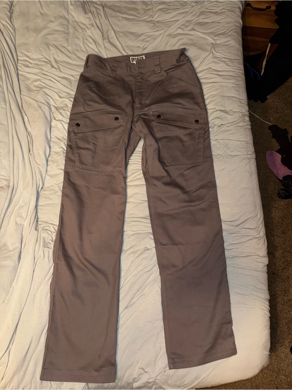 Duluth Trading Co Flex Fire Hose HD Men's Gray Canvas Cargo Pants 32x34
